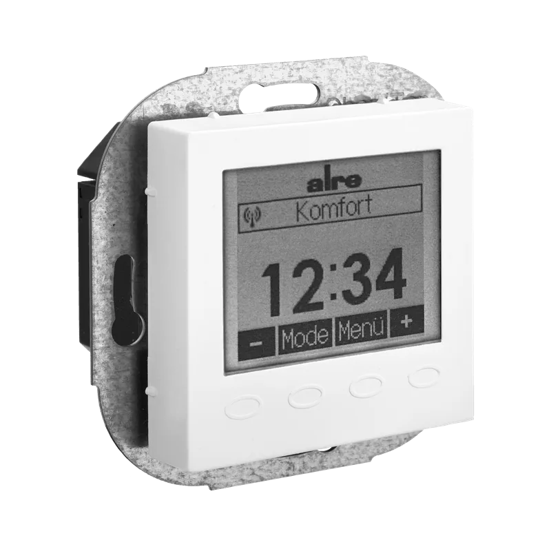 Alre FTRFUd210.123#59 Wireless room temperature sensor with timer, flush-mounted, cover 55x55mm, traffic/studio white, gloss