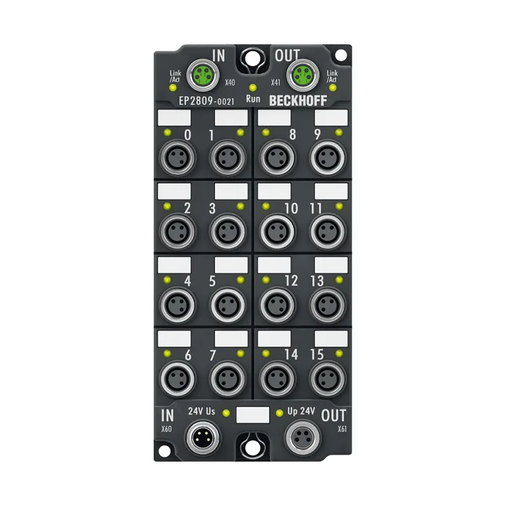 Beckhoff EP2809-0021 EtherCAT Box, 16-channel digital output, 24 V DC, 05 A, M8