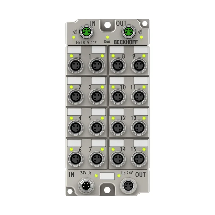 Beckhoff ER1819-0021 EtherCAT Box, 16-channel digital input, 24 V DC, 10 µs, M8, zinc die-cast