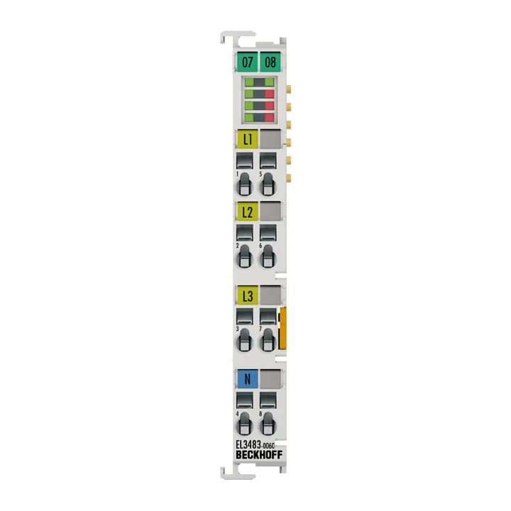 Beckhoff EL3483-0060 EtherCAT Terminal, 3-channel analog input, mains monitor, 480 V AC, 24 bit, with analog values
