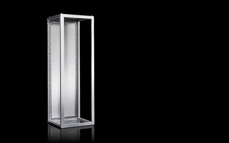Rittal VX 8438.000 VX Elektronik pano, GYD: 600x2000x800 mm, çelik sac, menteşeli ön çerçeve, 19" adaptör profilleri, arka tarafta tek kapılı