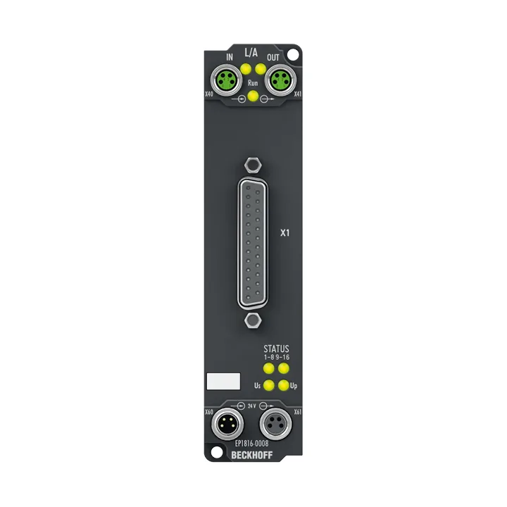 Beckhoff EP1816-1008 EtherCAT Box, 16-channel digital input, 24 V DC, 10 µs, D-sub, changed pin assignment