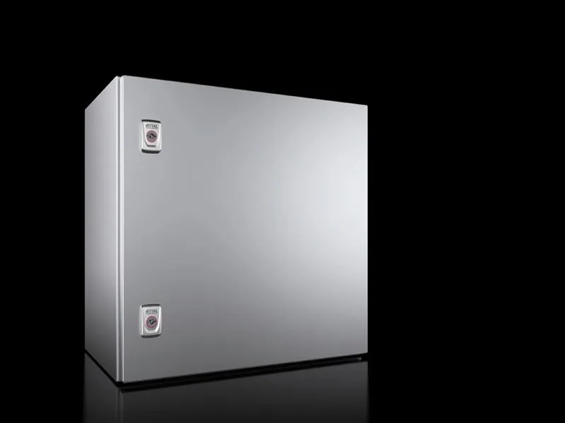Rittal AX 1013.000 AX kompakt pano, GYD: 500x500x300 mm, paslanmaz çelik 14301, montaj plakalı, tek kapılı, iki mandallı kilit