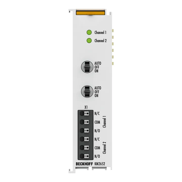 Beckhoff KM2652 Bus Terminal module, 2-channel digital output, 230 V AC, 6 A, manual/automatic operation