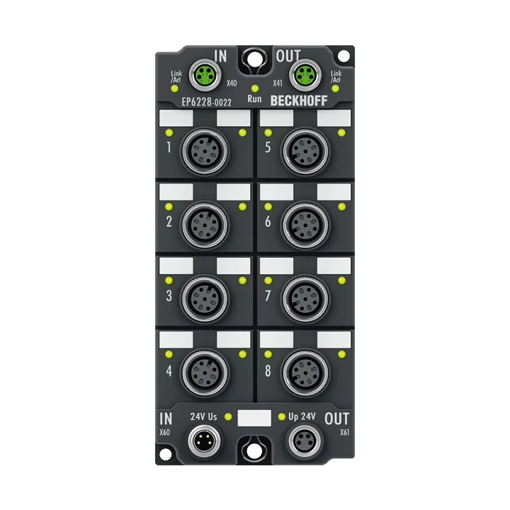 Beckhoff EP6228-0022 EtherCAT Box, 8-channel communication interface, IO-Link, master, Class A, M12