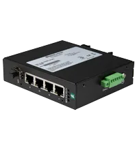 Pepperl+Fuchs ICRL-U-4RJ45/SFP-G-DIN Ethernet unmanaged switch with 4 RJ45 gigabit ports, one gigabit SFP slot and fault alarm
