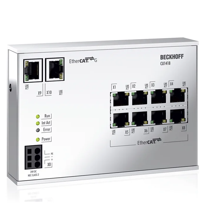 Beckhoff CU1418 Infrastructure, 8-port branch controller, EtherCAT G, 24 V DC, RJ45