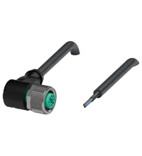 Pepperl+Fuchs V11-W-BK25M-PUR-ABG Female cordset single-ended M12 angled A-coded, 3-pin, PUR cable black, shielded