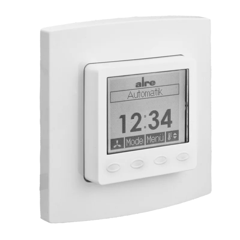 Alre KTRRUu217.456#21/V2 Room thermostat with timer, heating/cooling, flush-mounted, 230V AC, alre frame, cover 50x50mm, pure white, gloss