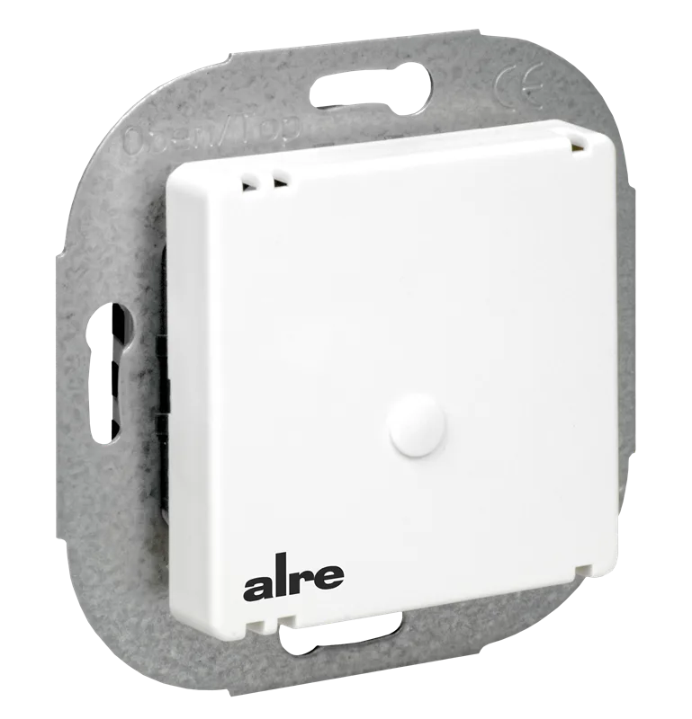 Alre RTBSU-401.902#07 Room thermostat, flush-mounted, 230V AC, NC contact, night-time reduction, internal setting, cover 50x50mm, pure white, gloss