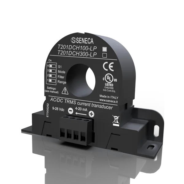 Seneca T201DCH100-LP AC/DC contactless TRMS current (± 100 A) transducer, Hall Effect with 420 mA AO