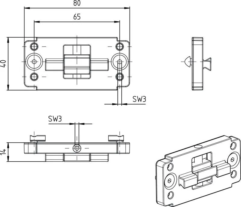 Leuze BT-2P45 Montaj braketi
