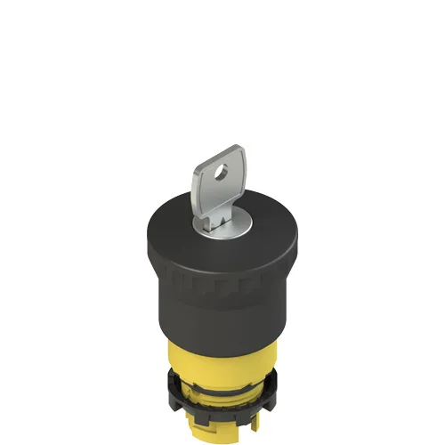 Pizzato E2 1PEBZ4511 Black mushroom pushbutton, release with key