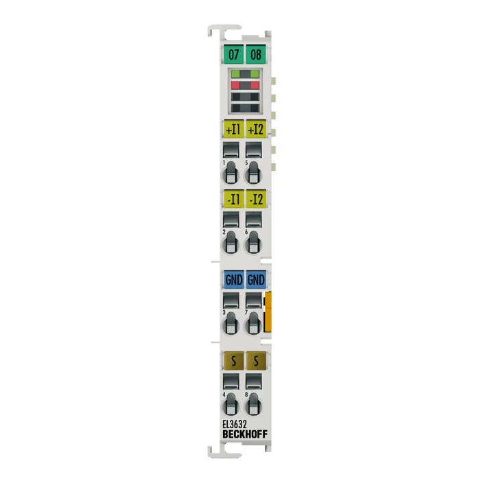 Beckhoff EL3632 EtherCAT Terminal, 2-channel analog input, IEPE/accelerometer, 16 bit, 50 ksps