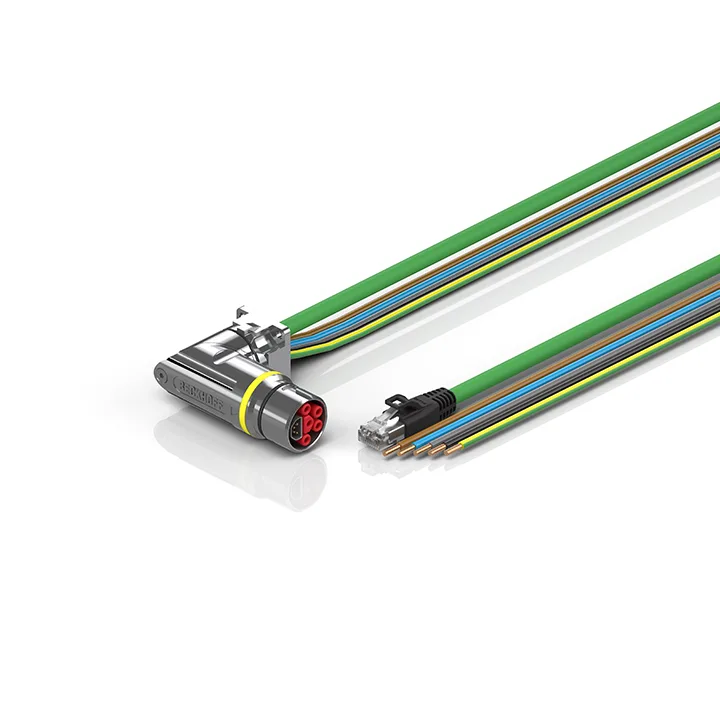 Beckhoff ZK7314-CI00-Axxx B23, ENP cable, PUR, 5 G 40 mm² + (1 x 4 x AWG22), drag chain suitable, key 1 (2 x 24 V DC + PE)