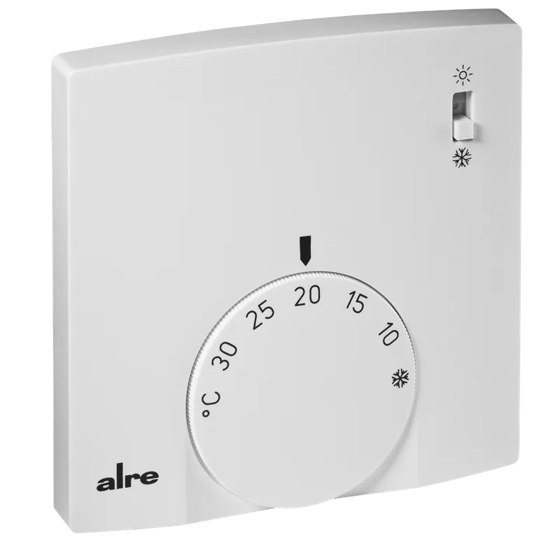 Alre RTBSB-201.065 Room thermostat, surface-mounted super flat, 5…30…°C, 230V AC, 2(1)A, two-way contact, heating/cooling switch