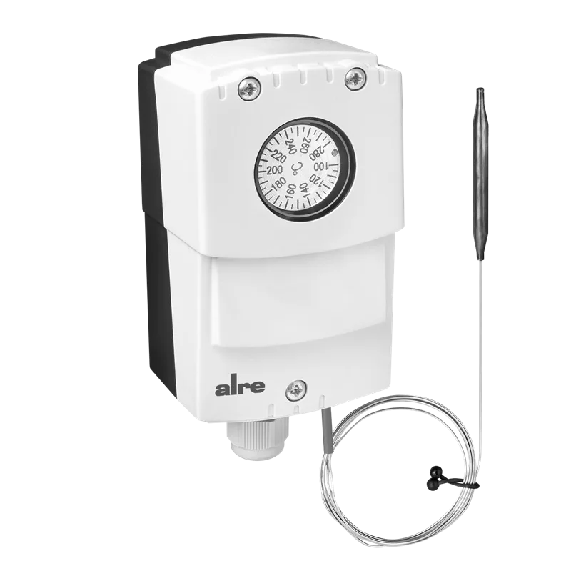 Alre JET-150 F Capillary thermostat, wall mounting, 100…280…°C, adjustable hysteresis 850K, internal setting, capillary length 18m