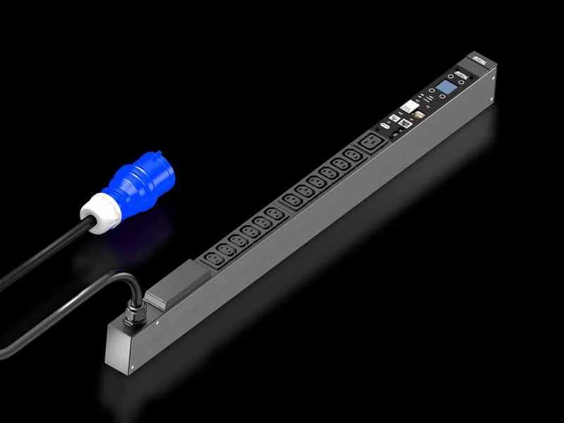 Rittal DK 7979.210 DK PDU ilave ölçümlü, kompakt basic güç dağıtımı, çıkış başına enerji ölçümü dahil, network ara yüzlü ve ekranlı ile GUD: 44x845x70 mm, IEC 60320: 12 x C13, 1 x C19