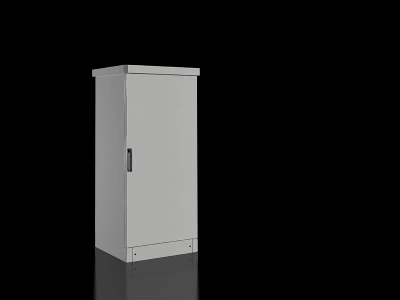 Rittal CS 9783.530 Outdoor Basic enclosure, WHD: 600x1200x500 mm, aluminium, with 100 mm transport plinth and rain canopy, single door at the front
