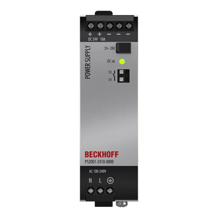 Beckhoff PS2001-2410-0000 Power supply PS2000; output: 24 V DC, 10 A; input: AC 100…240 V/DC 110…150 V, 1-phase