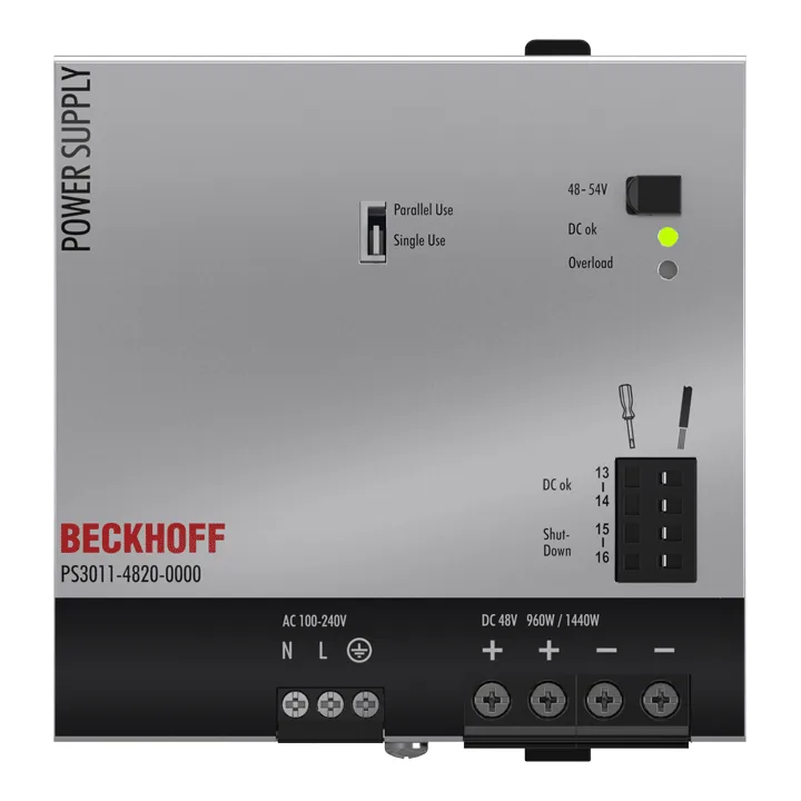 Beckhoff PS3011-4820-0000 Power supply PS3000; output: 48 V DC, 20 A; input: AC 100…240 V, 1-phase