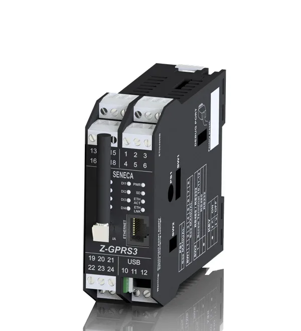 Seneca Z-GPRS3 2G Datalogger with built-in and expandable I/Os, logic functions, remote control and alarm management