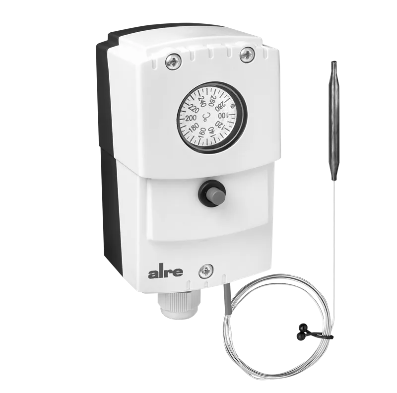 Alre JET-153 F Capillary thermostat, wall mounting, 100…280…°C, internal setting, external resetting, capillary length 18m