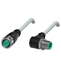 Pepperl+Fuchs V15-G-1,5M-PUR-ABG-V15-W Cordset M12 socket straight to M12 plug angled A-coded, 5-pin, PUR cable grey, shielded