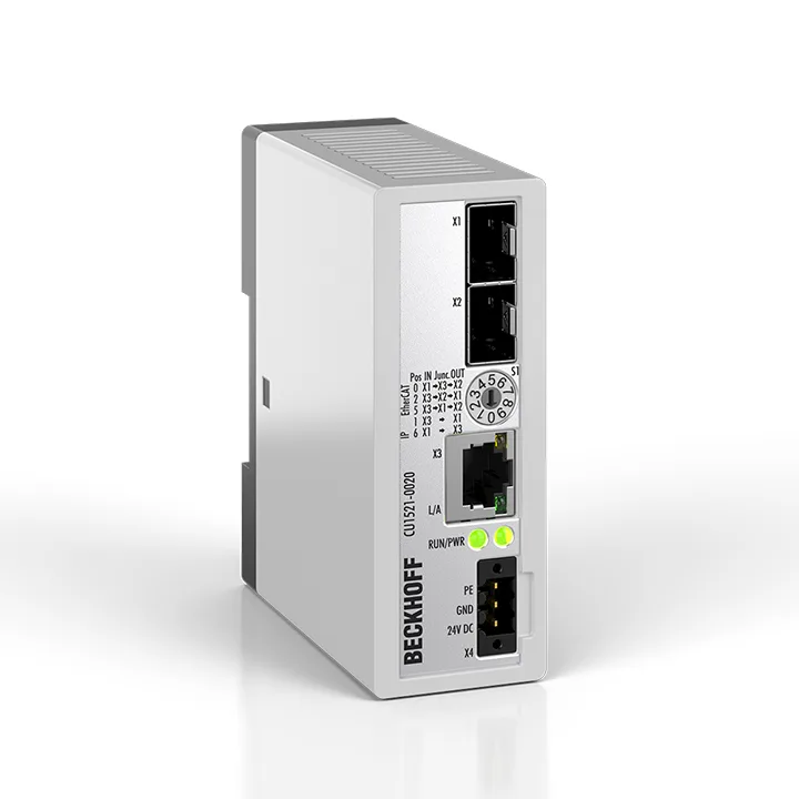 Beckhoff CU1521-0020 Infrastructure, media converter, 3-port junction, Ethernet/EtherCAT, 1000/100 Mbit/s, 24 V DC, SFP