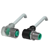 Pepperl+Fuchs V1-W-E2-5M-PVC-V1-W Cordset M12 socket angled A-coded LED 3-pin to M12 plug angled A-coded 3-pin, PVC cable grey