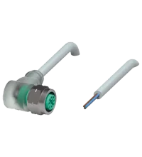 Pepperl+Fuchs V1-WV4A-E2-2M-PUR Female cordset single-ended M12 angled stainless steel 14404, A-coded, LED 3-pin, PUR cable grey