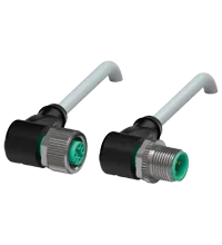 Pepperl+Fuchs V1-W-5M-PVC-V1-W Cordset M12 socket angled to M12 plug angled A-coded, 4-pin, PVC cable grey