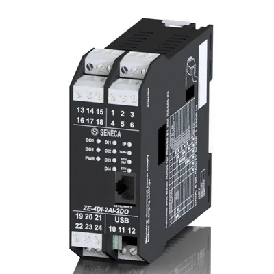 Seneca ZE-4DI-2AI-2DO (HW rev. A0/B0/C0) 4 CH Digital Input/ 2 CH Analogue Input, 2 CH Digital Output Modbus RTU-Modbus TCP-IP