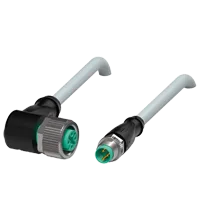 Pepperl+Fuchs V11-W-2M-PUR-V3-GM Cordset M12 socket angled to M8 plug straight A-coded, 3-pin, PUR cable grey