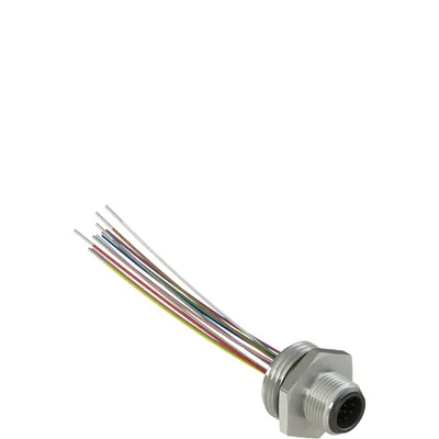 Pizzato VF CNM12MM-L16 M12 metallic male wired connector, 12 poles, for M20x1,5 threads, cable length 16 cm