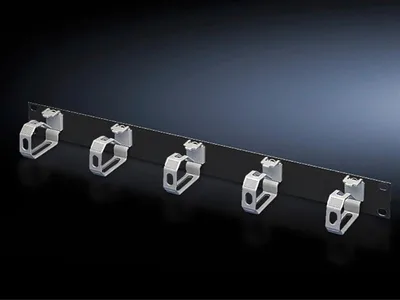 Rittal DK 7159.017 DK shunting panel, with plastic straps, 1 U, WHD: 4826 mm (19") x 44 x 70 mm, sheet steel, RAL 9005