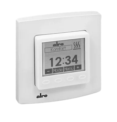 Alre HTRRUu210.021#21/V2 Room/underfloor temperature controller with timer, flush-mounted, alre frame, cover 50x50mm, pure white, gloss