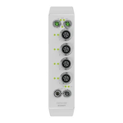 Beckhoff EQ3204-0002 EtherCAT Box, 4-channel analog input, temperature, RTD (Pt100), 16 bit, M12, stainless steel