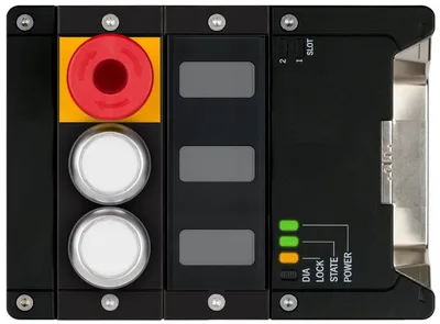 Euchner MGB2-I-MLI-U-YB1A1-LA-R-165563 Interlocking module MGB2-I-MLI (2 pushbuttons, emergency stop, door hinge on right)