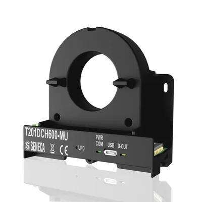Seneca T201DCH600-MU AC/DC contactless TRMS current (± 600 A) transducer, Hall Effect with 010 V AO/alarm output and ModBUS interface