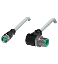 Pepperl+Fuchs V31-GM-2M-PVC-V11-W Cordset M8 socket straight A-coded 4-pin to M12 plug angled A-coded 3-pin, PVC cable grey