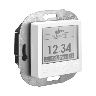 Alre KTRRUu217.456#09/V2 Room thermostat with timer, heating/cooling, flush-mounted, 230V AC, cover 50x50mm, pearl white, gloss