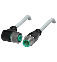 Pepperl+Fuchs V11-W-20M-PUR-V11-G Cordset M12 socket angled to M12 plug straight A-coded, 3-pin, PUR cable grey