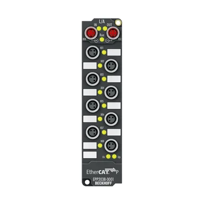Beckhoff EPP2038-0001 EtherCAT P Box, 8-channel digital output, 24 V DC, 2 A, M8, with diagnostics