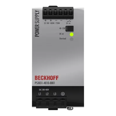 Beckhoff PS3031-4810-0001 Power supply PS3000; output: 48 V DC, 10 A; input: 3 AC 380…480 V, 3-phase