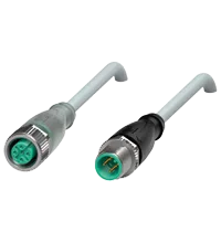 Pepperl+Fuchs V1-G-A2-2M-PVC-V1-G Cordset M12 socket straight A-coded LED 4-pin to M12 plug straight A-coded 4-pin, PVC cable grey
