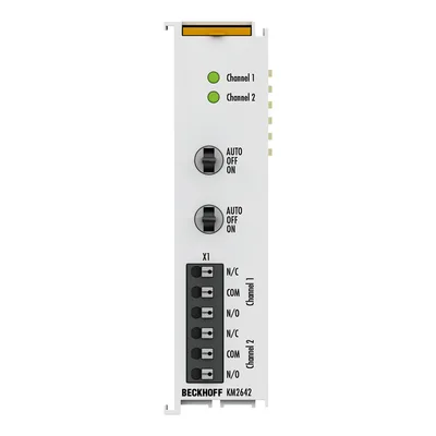 Beckhoff KM2642 Bus Terminal module, 2-channel digital output, 230 V AC, 6 A, manual/automatic operation