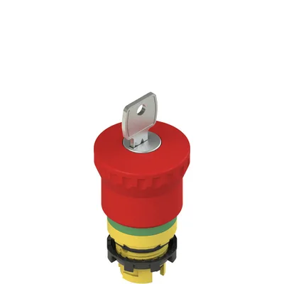 Pizzato E2 1PEBZ4731 Key release emergency pushbutton with green marking dotted line