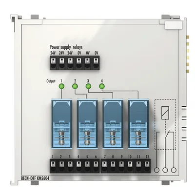 Beckhoff KM2604 Bus Terminal module, 4-channel relay output, 230 V AC, 16 A
