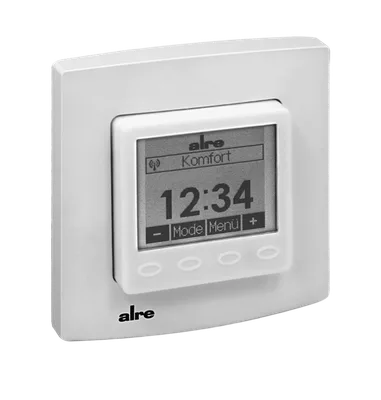 Alre FTRFUd210.123#21 Wireless room temperature sensor with timer, flush-mounted, alre frame, cover 50x50mm, pure white, gloss
